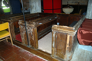 Old benches at the west end of the nave June 2012